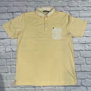 Travis Mathew Polo Shirt Men’s XL Yellow Peak Pocket Coronado Short Sleeve